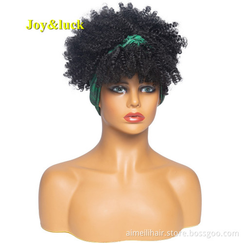 Head Band African Wholesale Green Hairband Kinky Curly Hair Wig for Black Women Afro Headband Wig Short Synthetic Wigs
